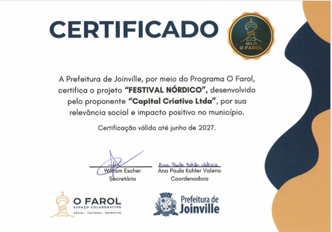 Certificado O Farol - Prefeitura de Joinville